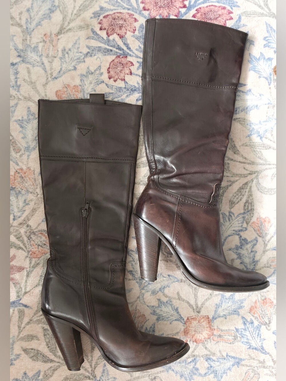 Vintage Tall Brown Leather Knee-High Riding Boots